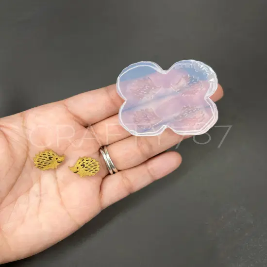 Hedgehog Porcupine Stud Earring Silicone Mold (B13) {2}