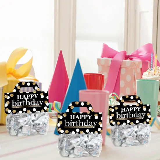 Big Dot of Happiness Adult Happy Birthday Gold DIY Birthday Party Clear Goodie Favor Bag Labels Candy Bags with Toppers Set of 24 {7}