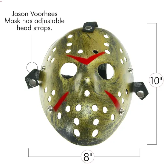 Horror Hockey Costume Mask - Realistic Killer Costume Gold Mask Toys for Adults and Kids {5}