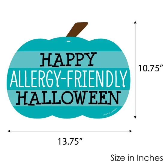 Big Dot of Happiness Teal Pumpkin - Hanging Porch Halloween Allergy Friendly Trick or Trinket Outdoor Decorations - Front Door Decor - 1 Piece Sign {7}