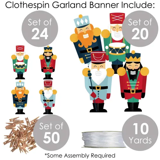 Big Dot of Happiness Christmas Nutcracker - Holiday Party DIY Decorations - Clothespin Garland Banner - 44 Pc {6}