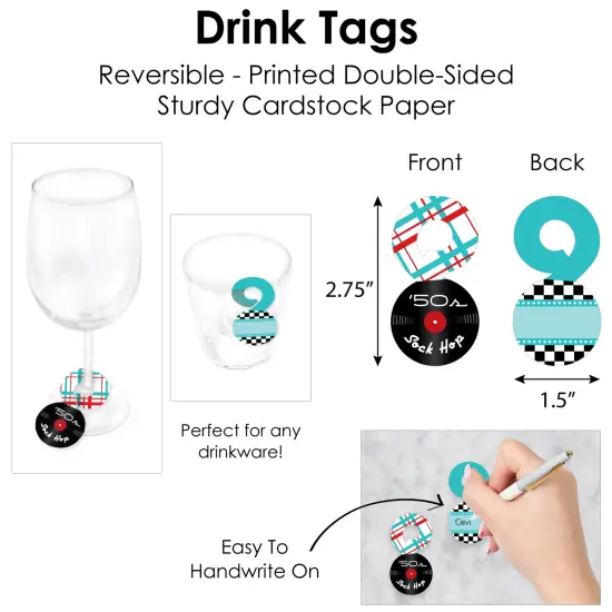 Big Dot of Happiness 50&rsquo;s Sock Hop - 1950s Rock N Roll Party Paper Charger and Table Decorations - Chargerific Kit - Place Setting for 8 {7}