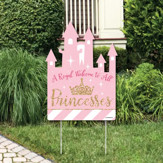 Big Dot of Happiness Little Princess Crown - Party Decorations - Pink and Gold Princess Baby Shower or Birthday Party Welcome Yard Sign {1}