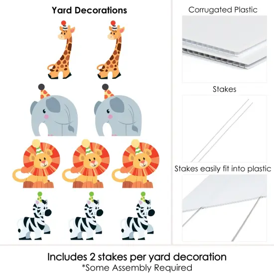 Big Dot of Happiness Jungle Party Animals - Elephant Giraffe Lion & Zebra Lawn Decor - Outdoor Safari Birthday Party or Baby Shower Yard Decor - 10 Pc {7}