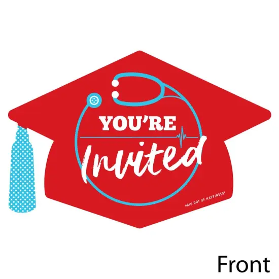Big Dot of Happiness Nurse Graduation - Shaped Fill-in Invitations - Medical Nursing Graduation Party Invitation Cards with Envelopes - Set of 12 {3}