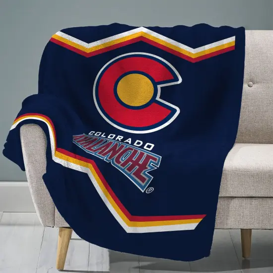 Sleep Squad Colorado Avalanche Reverse Retro 60&rdquo; x 80&rdquo; Raschel Plush Hockey Blanket {1}
