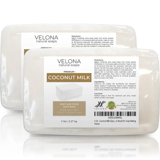 10 LB - Coconut Milk Glycerin Soap Base by Velona | SLS/SLES Free | Melt and Pour | Natural Bar for The Best Result for Soap Making&hellip; {1}
