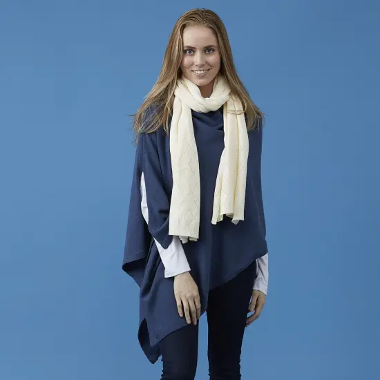 Tickled Pink Solid Cotton Poncho, Slate Blue {2}