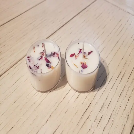 Love Spell Natural Soy Wax Tealights 6 Count Hand Poured with Fragrant/Essential Oils & Dried Flowers {2}