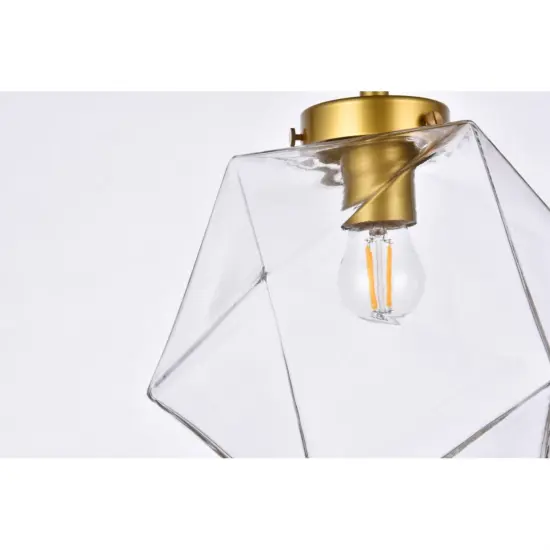 Lawrence 1 light brass and clear glass flush mount {4}
