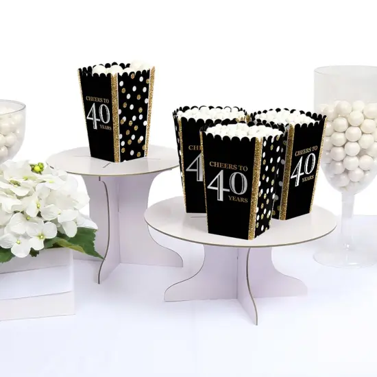Big Dot of Happiness Adult 40th Birthday - Gold - Birthday Party Favor Popcorn Treat Boxes - Set of 12 {4}