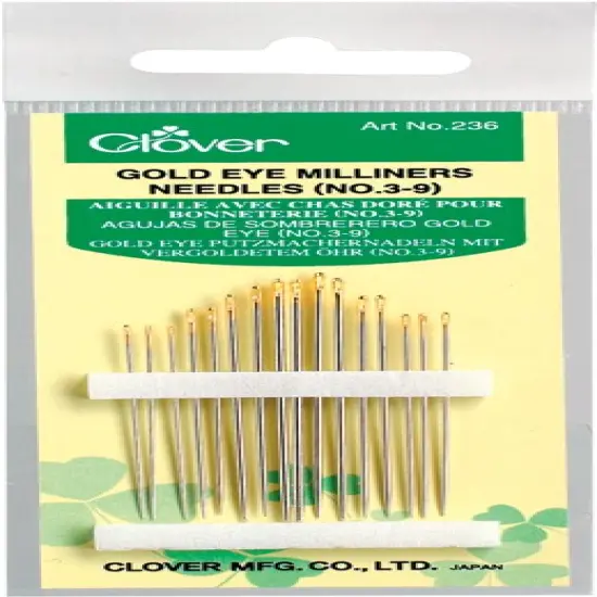 Clover Gold Eye Milliners Needles-Size 3/9 16/Pkg {1}