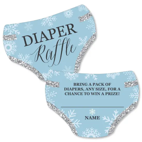 Big Dot of Happiness Winter Wonderland - Diaper Shaped Raffle Ticket Inserts - Snowflake Baby Shower Activities - Diaper Raffle Game - Set of 24 {1}