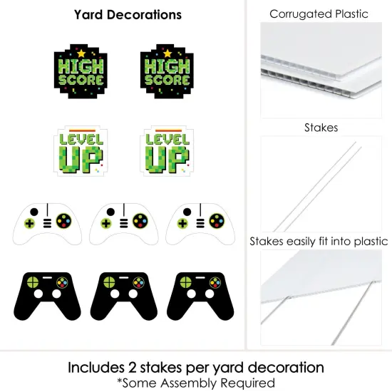 Big Dot of Happiness Game Zone - Game Controller Lawn Decorations - Outdoor Pixel Video Game Party or Birthday Party Yard Decorations - 10 Piece {7}