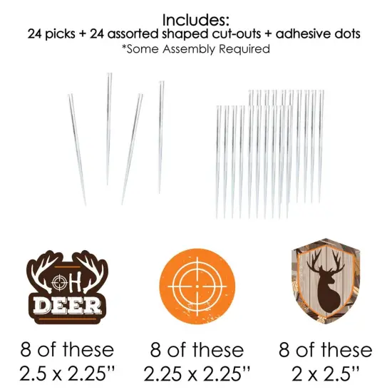 Big Dot of Happiness Gone Hunting - Dessert Cupcake Toppers - Deer Hunting Camo Baby Shower or Birthday Party Clear Treat Picks - Set of 24 {7}