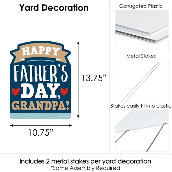 Big Dot of Happiness Grandpa, Happy Father's Day - Outdoor Lawn Sign - We Love Grandfather Yard Sign - 1 Piece {7}