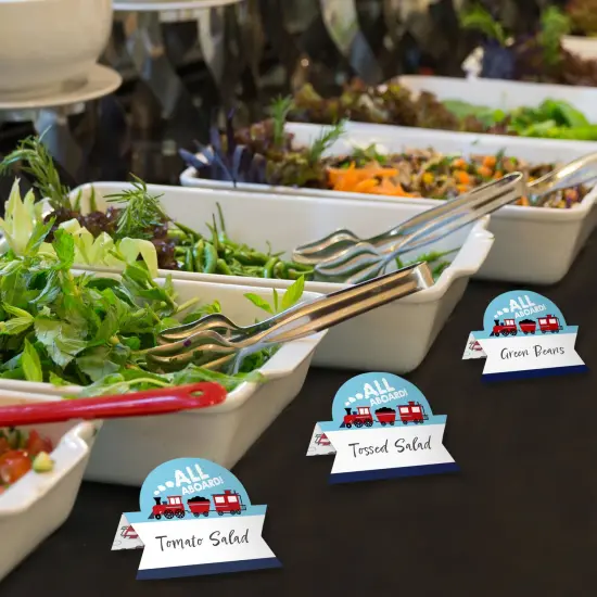 Big Dot of Happiness Railroad Party Crossing - Steam Train Birthday Party or Baby Shower Tent Buffet Card - Table Setting Name Place Cards - Set of 24 {4}