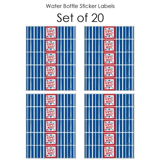 Big Dot of Happiness Australia Day - G'Day Mate Aussie Party Water Bottle Sticker Labels - Set of 20 {4}