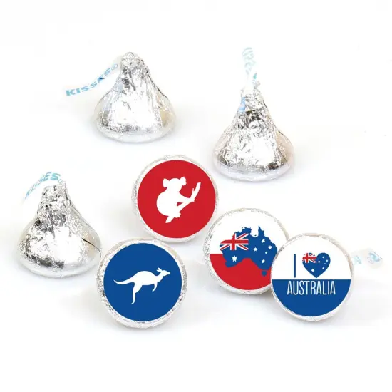 Big Dot of Happiness Australia Day - G'Day Mate Aussie Party Round Candy Sticker Favors - Labels Fits Chocolate Candy (1 sheet of 108) {1}