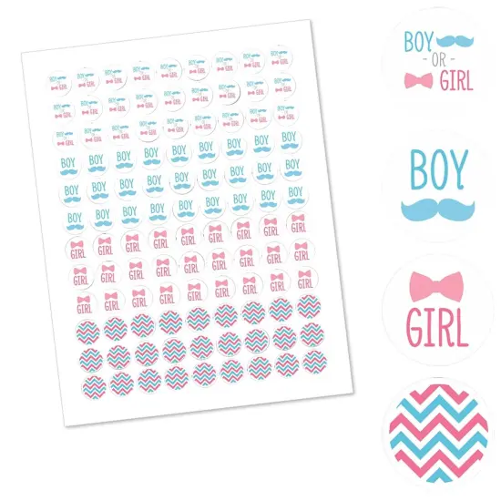 Big Dot of Happiness Chevron Gender Reveal - Baby Shower Round Candy Sticker Gender Reveal Favors - Labels Fits Chocolate Candy (1 sheet of 108) {3}