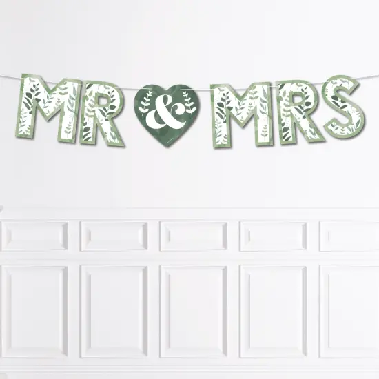 Big Dot of Happiness Boho Botanical Bride - Greenery Bridal Shower and Wedding Party Decorations - Mr and Mrs - Outdoor Letter Banner {1}