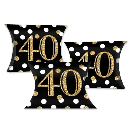 Big Dot of Happiness Adult 40th Birthday - Gold - Favor Gift Boxes - Birthday Party Petite Pillow Boxes - Set of 20 {1}