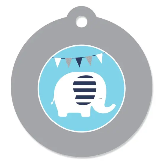 Big Dot of Happiness Blue Elephant - Boy Baby Shower or Birthday Party Favor Gift Tags (Set of 20) {1}