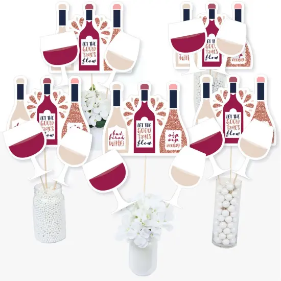 Big Dot of Happiness But First, Wine - Wine Tasting Party Centerpiece Sticks - Table Toppers - Set of 15 {3}