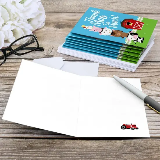 Big Dot of Happiness Farm Animals - Baby Shower or Birthday Party Thank You Cards (8 count) {6}
