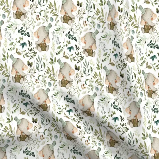 Various Fabrics by the Yard or Fat Quarter Elephant Botanical Leaves Nature Animal Custom Printed Fabric by Spoonflower {5}