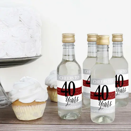 Big Dot of Happiness We Still Do - 40th Wedding Anniversary - Mini Wine and Champagne Bottle Label Stickers - Anniversary Party Favor Gift - Set of 16 {4}