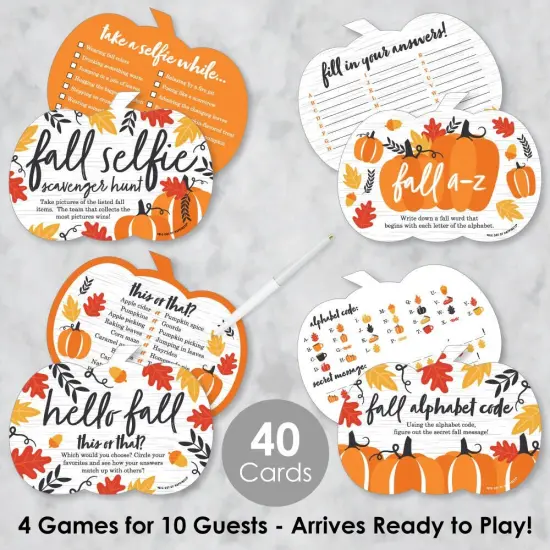 Big Dot of Happiness Fall Pumpkin - 4 Halloween or Thanksgiving Party Games - 10 Cards Each - Gamerific Bundle {3}