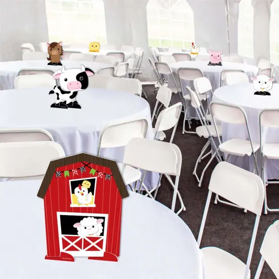 Big Dot of Happiness Farm Animals - Barnyard Baby Shower or Birthday Party Centerpiece Table Decorations - Tabletop Standups - 7 Pieces {3}