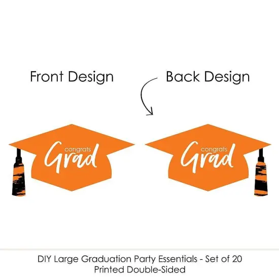 Big Dot of Happiness Orange Graduation Hat Decorations - DIY Large Party Essentials - 20 Count {7}