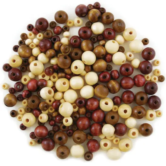 Craft Medley Wood Beads 6mm-12mm 40g-Round Medley {2}