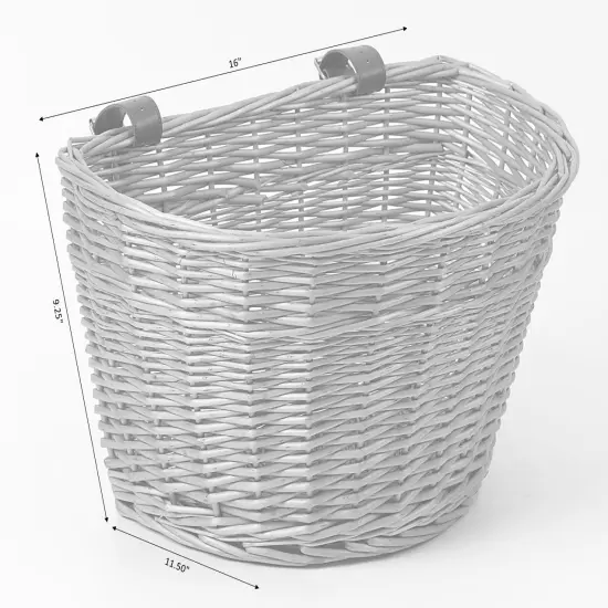 Wicker Front Bike Storage Basket with Faux Leather Straps {5}