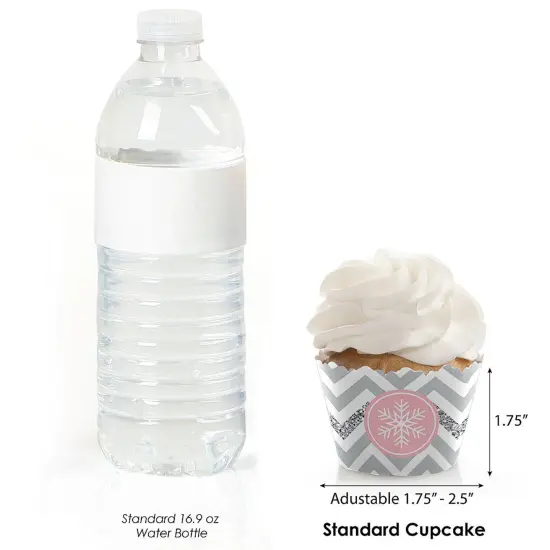 Big Dot of Happiness Pink Winter Wonderland - Holiday Snowflake Birthday Party or Baby Shower Decorations - Party Cupcake Wrappers - Set of 12 {4}