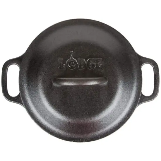 Lodge Cast Iron Serving Pot, 2 quarts, Non Stick, Black with Lid and Handles {5}