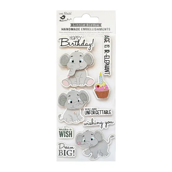 Little Birdie Birthday Wishes Embellishment 10/Pkg-Cute Elephant {1}