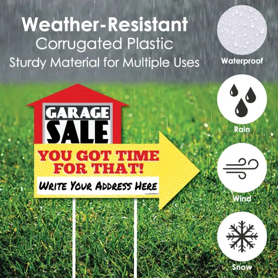 Big Dot of Happiness Garage Sale Signs - Yard Sign with Stakes - Double Sided Outdoor Lawn Sign - Set of 3 {6}