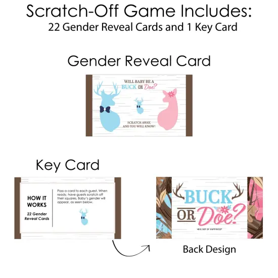 Big Dot of Happiness Boy Buck or Doe - Hunting Gender Reveal Scratch Off Cards - Baby Shower Game - 22 Count {6}