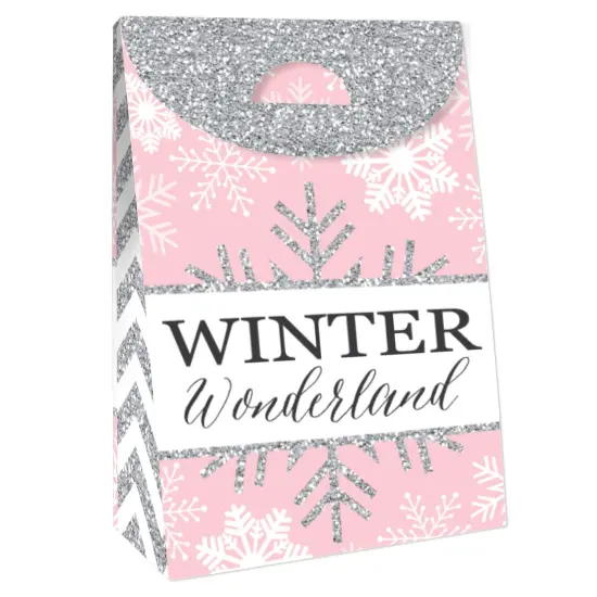 Big Dot of Happiness Pink Winter Wonderland - Holiday Snowflake Birthday and Baby Shower Gift Favor Bags - Party Goodie Boxes - Set of 12 {4}