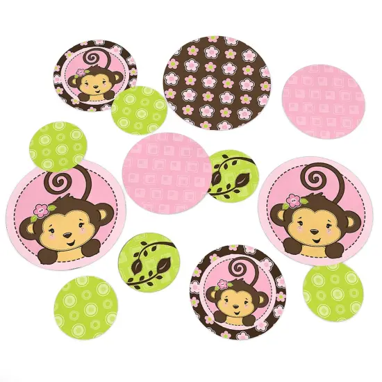 Big Dot of Happiness Pink Monkey Girl - Baby Shower or Birthday Party Giant Circle Confetti - Party Decorations - Large Confetti 27 Count {1}
