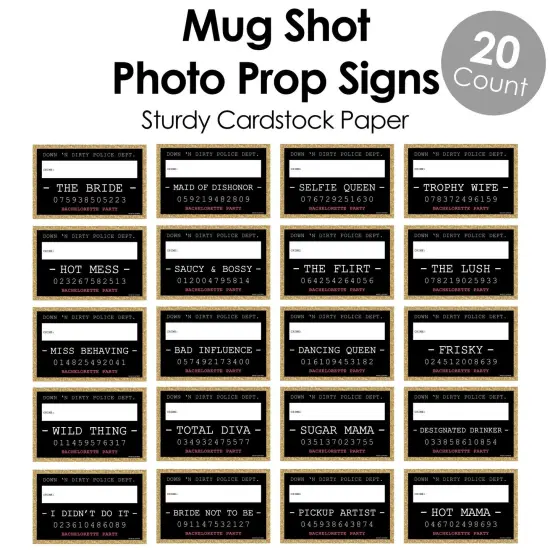 Big Dot of Happiness Girls Night Out Party Mug Shots - Bachelorette Party Photo Booth Props Party Mugshot Signs - 20 Count {6}