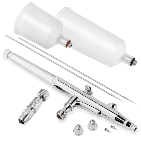 PointZero Dual Action Gravity-Feed 20cc and 40cc Airbrush Set with 3 Nozzle sets (0.2, 0.3, & 0.5mm Needles Fluid Tips and Air Caps) {3}