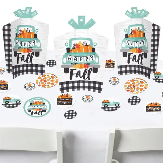Big Dot of Happiness Happy Fall Truck - Harvest Pumpkin Party Decor and Confetti - Terrific Table Centerpiece Kit - Set of 30 {1}