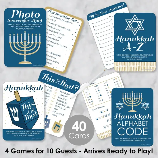 Big Dot of Happiness Happy Hanukkah - 4 Chanukah Holiday Party Games - 10 Cards Each - Gamerific Bundle {3}