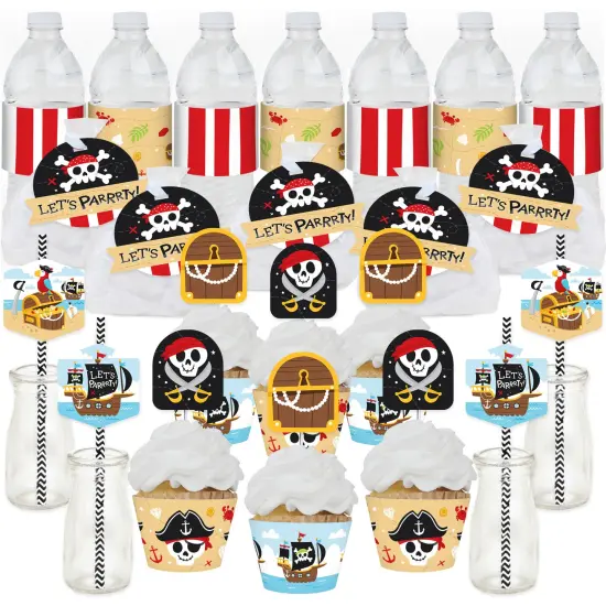 Big Dot of Happiness Pirate Ship Adventures - Skull Birthday Party Favors and Cupcake Kit - Fabulous Favor Party Pack - 100 Pieces {1}