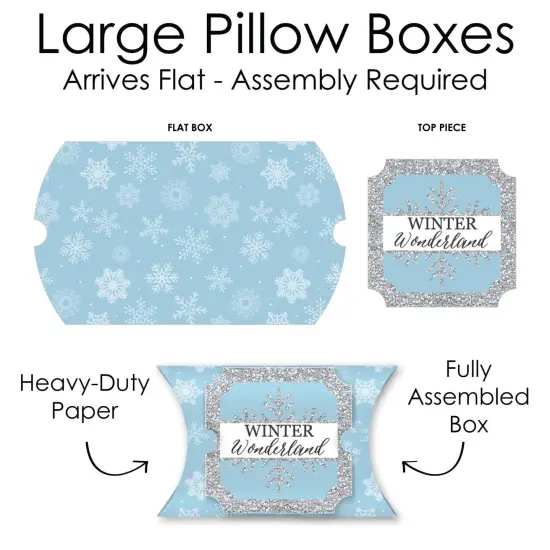Big Dot of Happiness Winter Wonderland - Favor Gift Boxes - Snowflake Holiday Party and Winter Wedding Large Pillow Boxes - Set of 12 {7}