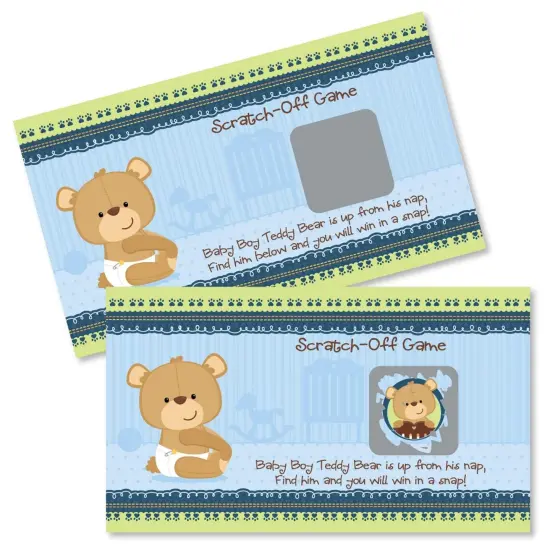Big Dot of Happiness Baby Boy Teddy Bear - Baby Shower or Birthday Party Game Scratch Off Cards - 22 Count {1}